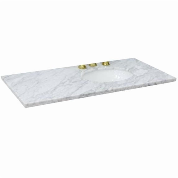 Bellaterra Home 430001-43R-WMO 43 in. Carrara Marble Countertop & Single Oval Right Sink, White
