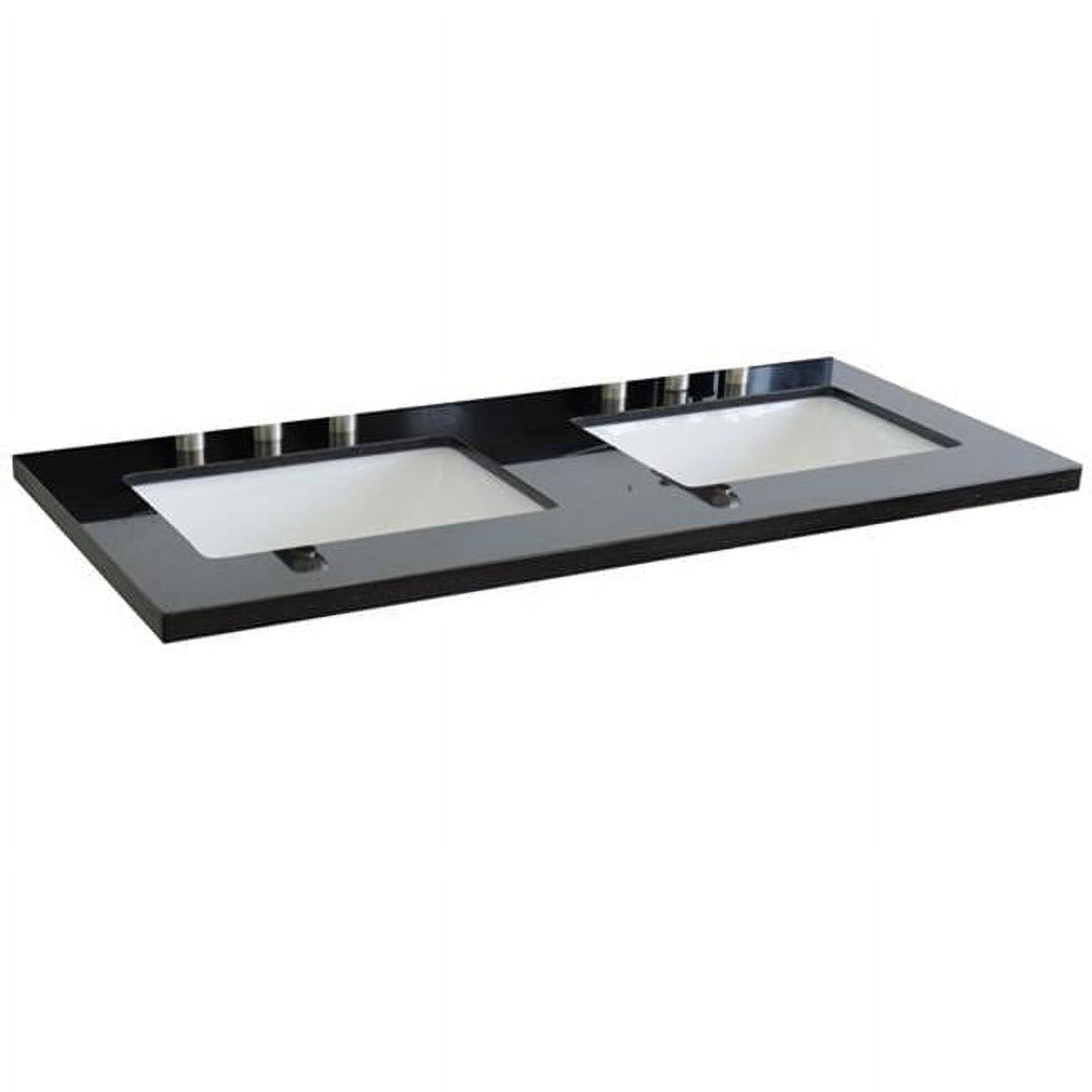 Bellaterra Home 430002-49D-BGR 49 in. Galaxy Granite Countertop & Double Rectangle Sink, Black