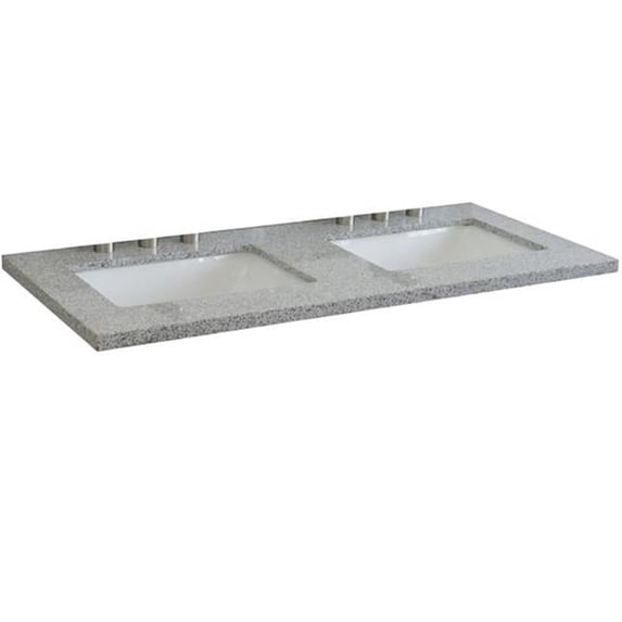 Bellaterra Home 430002-49D-GYR 49 in. Granite Countertop & Double Rectangle Sink, Gray