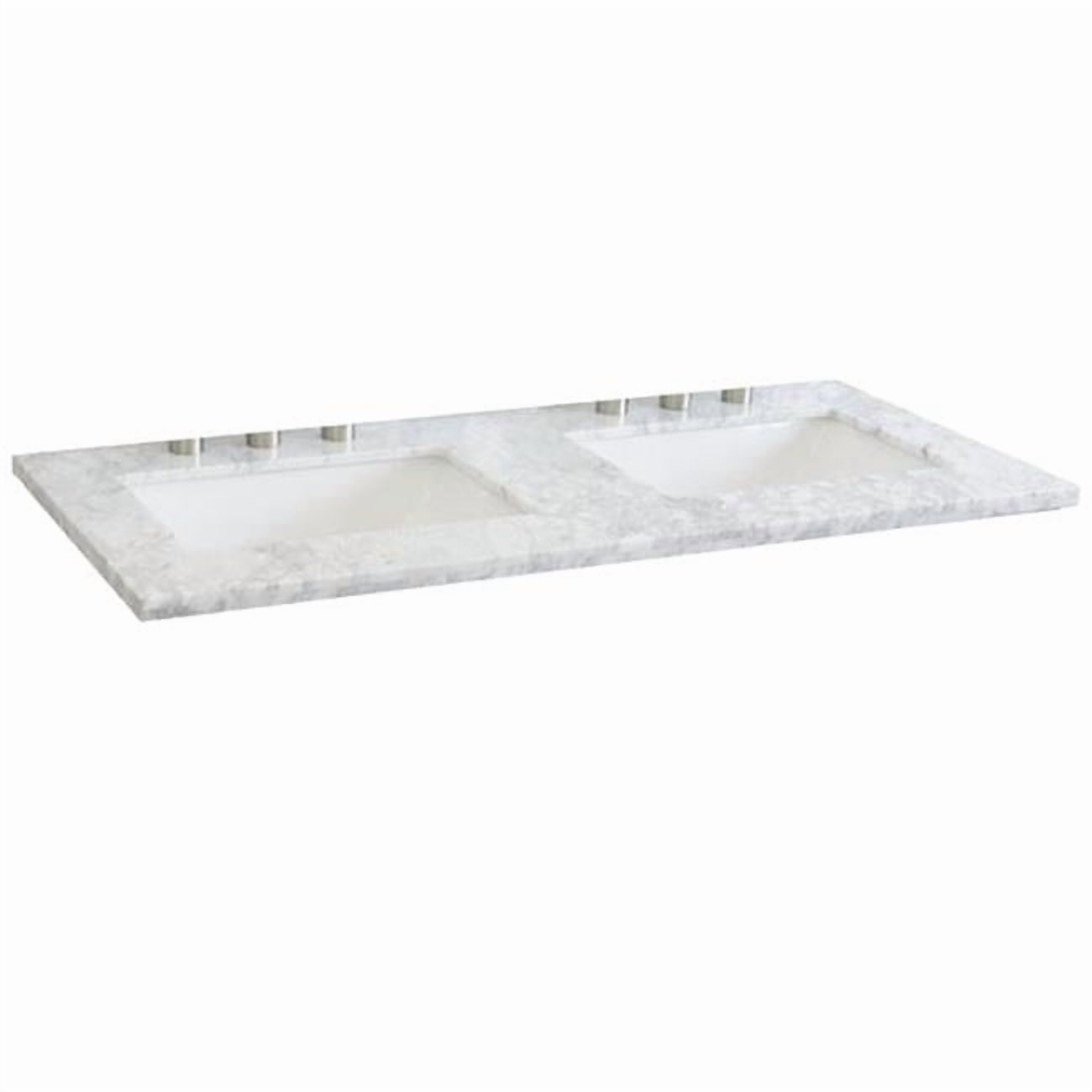 Bellaterra Home 430002-49D-WMR 49 in. Carrara Marble Countertop & Double Rectangle Sink, White