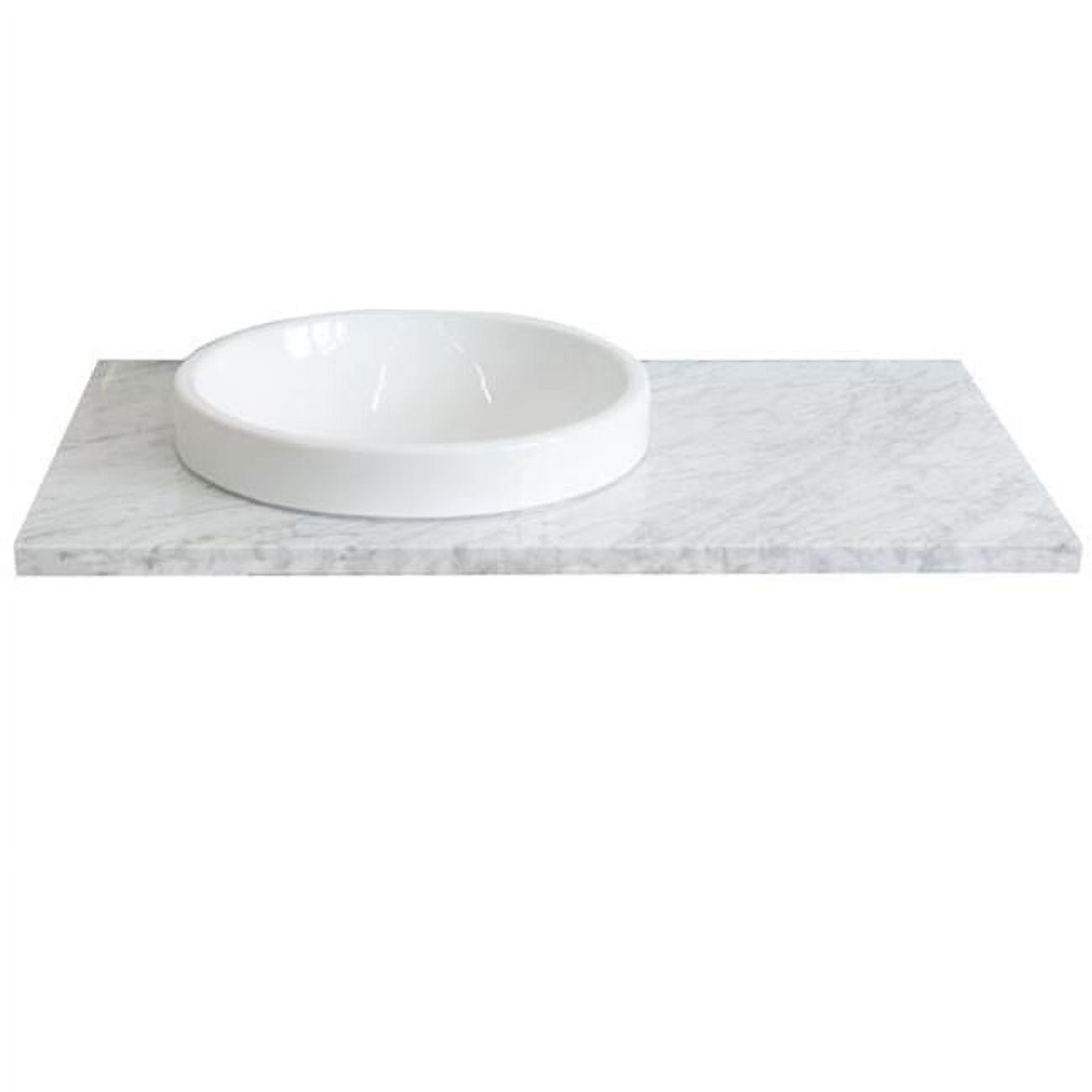 Bellaterra Home 430003-37L-WMRD 37 in. Carrara Marble Countertop & Single Round Left Sink, White