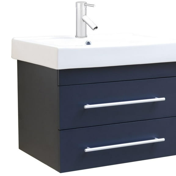 Bellaterra Home 48.5 in Double wall mount style sink vanity-wood-black