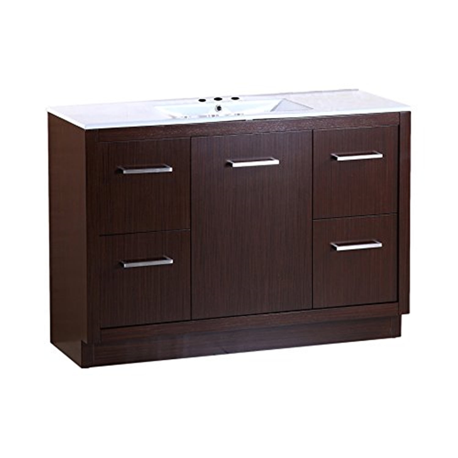 Wenge 48'' Single Freestanding Bathroom Vanity with Ceramic Top