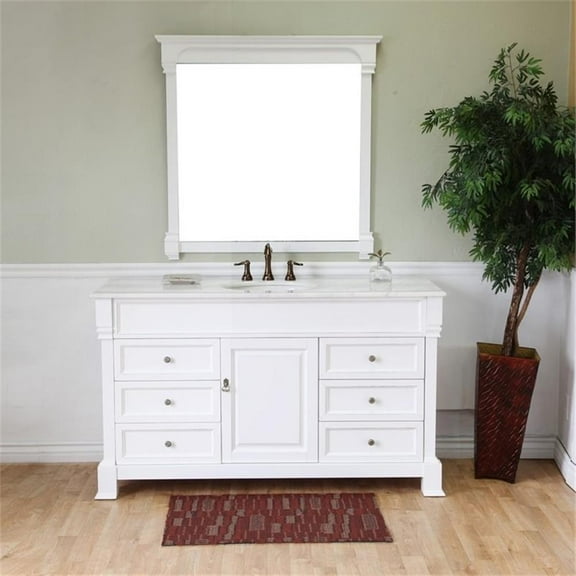 Bellaterra Home 60 in Single sink vanity-wood-white