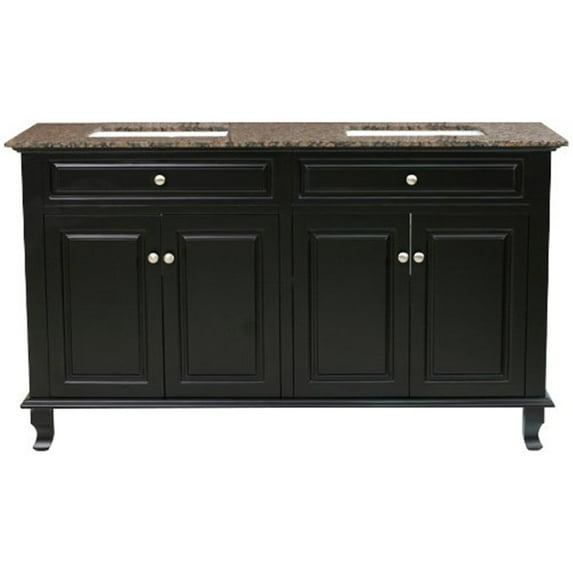 Bellaterra Home 603215-62B-BB Ebony Double Vanity with Baltic Brown Marble