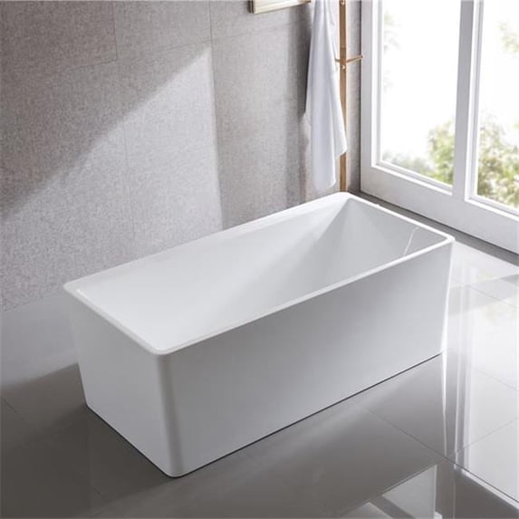 Bellaterra Home BA6849 67 in. Freestanding Acrylic Bathtub, Glossy White - 81 gal