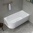 thumbnail image 1 of Bellaterra Home BA6845GR 67 in. Freestanding Acrylic Deep Soaking Corner Bathtub, Glossy White - 60 gal, 1 of 1