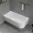 thumbnail image 1 of Bellaterra Home BA6845L 67 in. Freestanding Acrylic Deep Soaking Elegant Corner Bathtub, Glossy White - 60 gal, 1 of 1