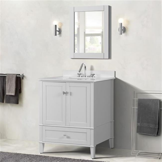 White Oak Single Vanity with Quartz Top, 31 Inches