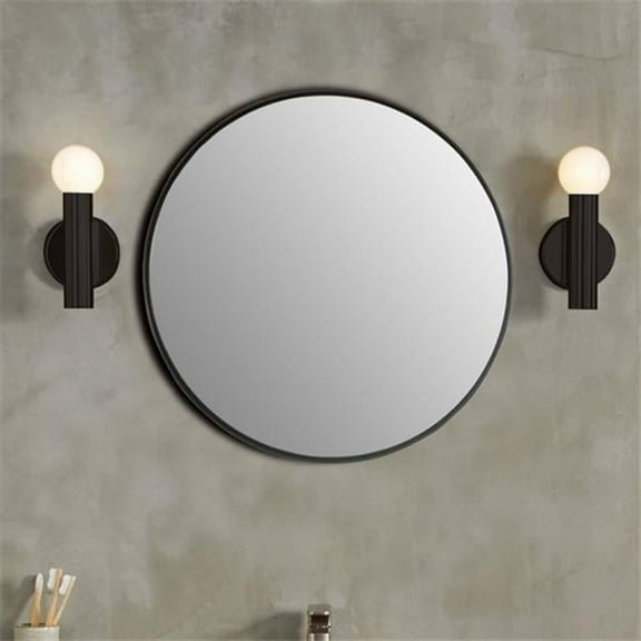 Round Metal Frame Mirror in Matte Black