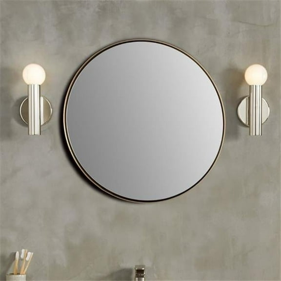 Bellaterra Home 8831-24GD Round Metal Frame Mirror, Brushed Gold
