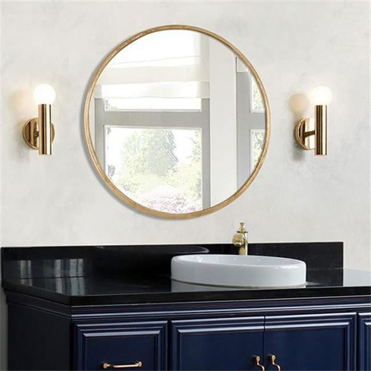 Elegant 29" Round Gold Metal Frame Bathroom Vanity Mirror