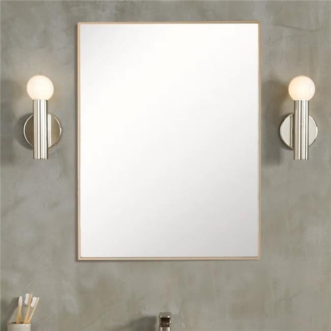 Sleek 24"x28" Gold Steel Rectangular Bathroom Vanity Mirror