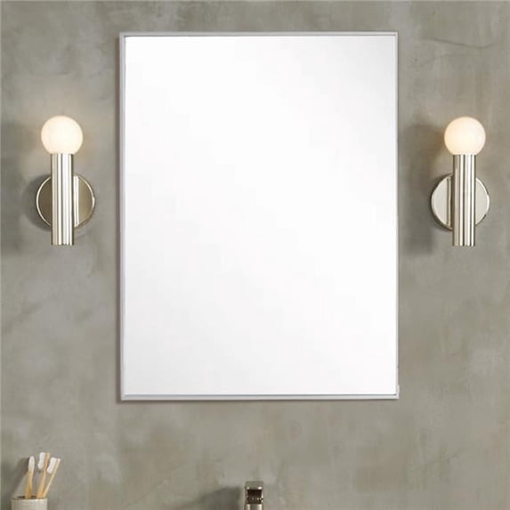 Bellaterra Home 8833-24SL Rectangular Metal Frame Mirror, Brushed Silver