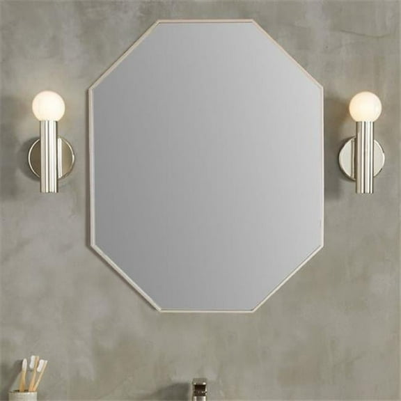 Bellaterra Home 8834-24SL Octagon Metal Frame Mirror, Brushed Silver
