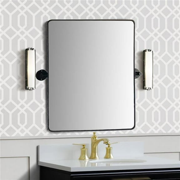 Rectangular Metal Frame Pivot Mirror in Matte Black