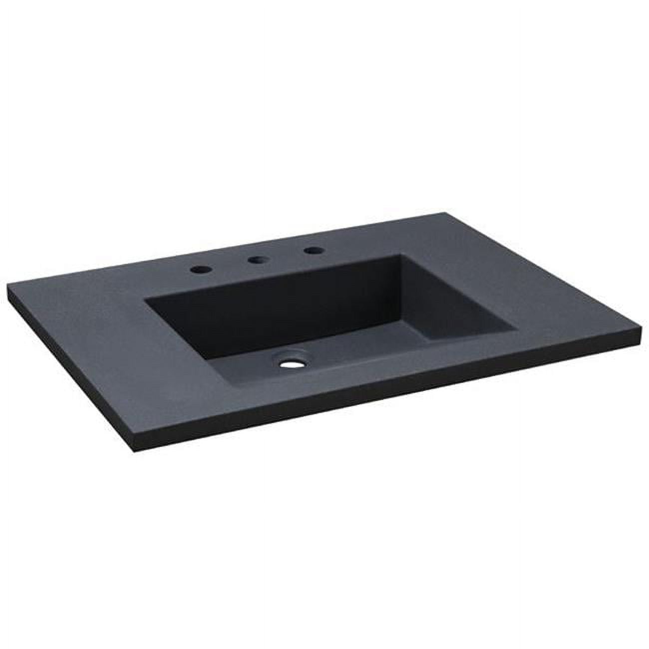 31'' Black Concrete Single Basin Vanity Top with Ramp Sink