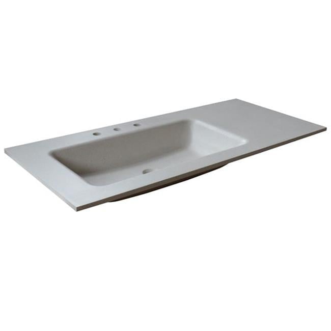 49'' Sandy White Concrete Single Bathroom Vanity Top with Integral Sink