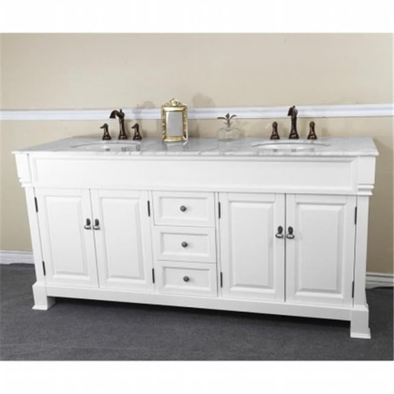 Bellaterra Home  Double Sink Vanity, White - 72 in.