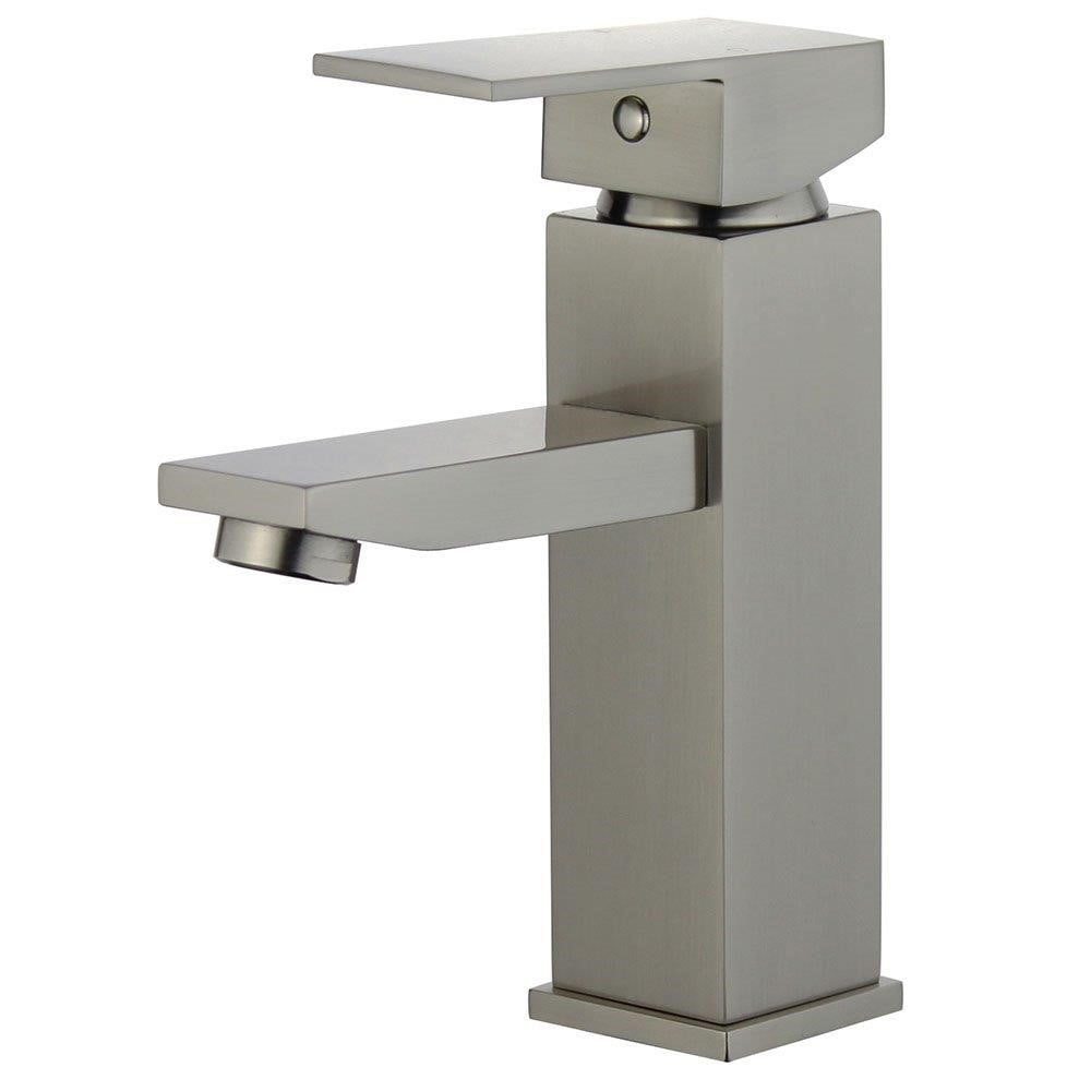 Brushed Nickel Single Handle Bathroom Faucet with Drain Assembly