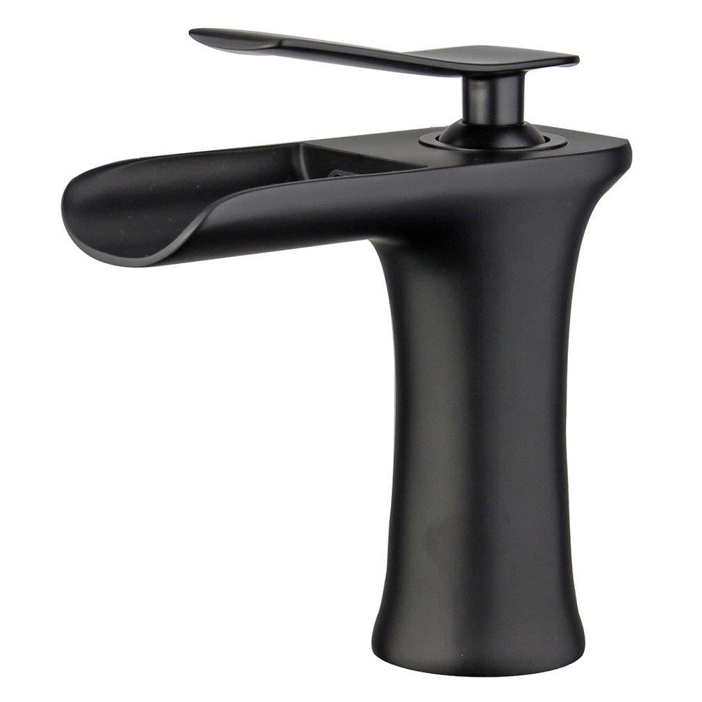 Bellaterra Home Logrono Single Handle Bathroom Vanity Faucet with Drain without Overflow in Black