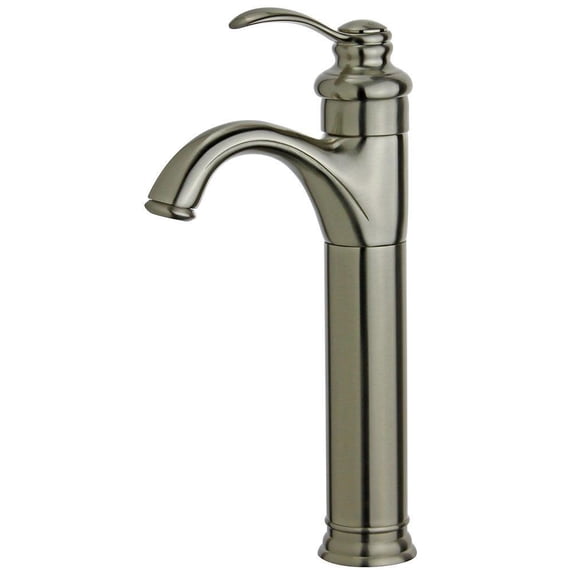 Bellaterra Home Madrid Single Handle Bathroom Vanity Faucet with Drain without Overflow in Brushed Nickel