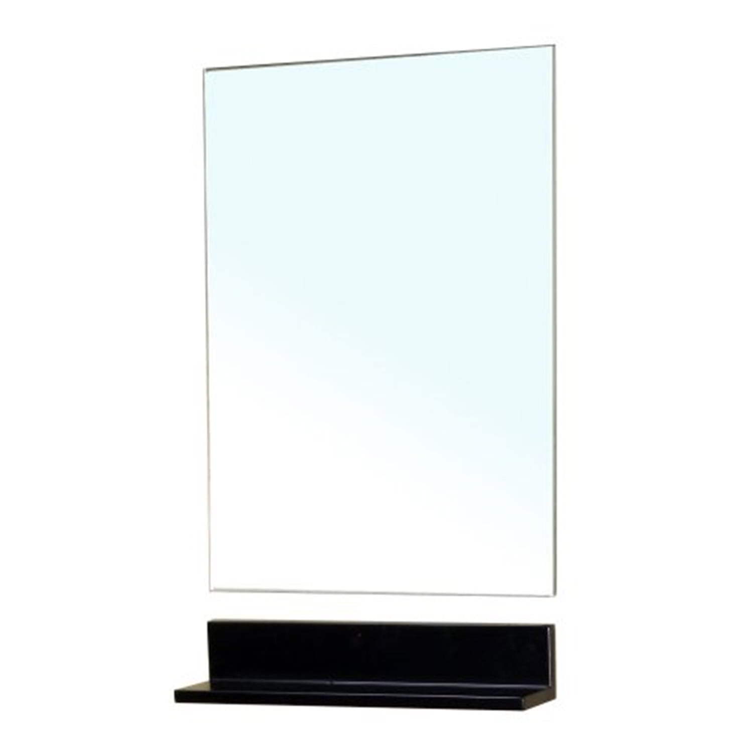 Espresso Frameless Bathroom Vanity Mirror with Shelf