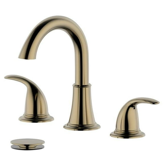 Bellaterra Home S8227-8-GD-WO Karmel Double Handle Widespread Bathroom Faucet with Drain, Gold