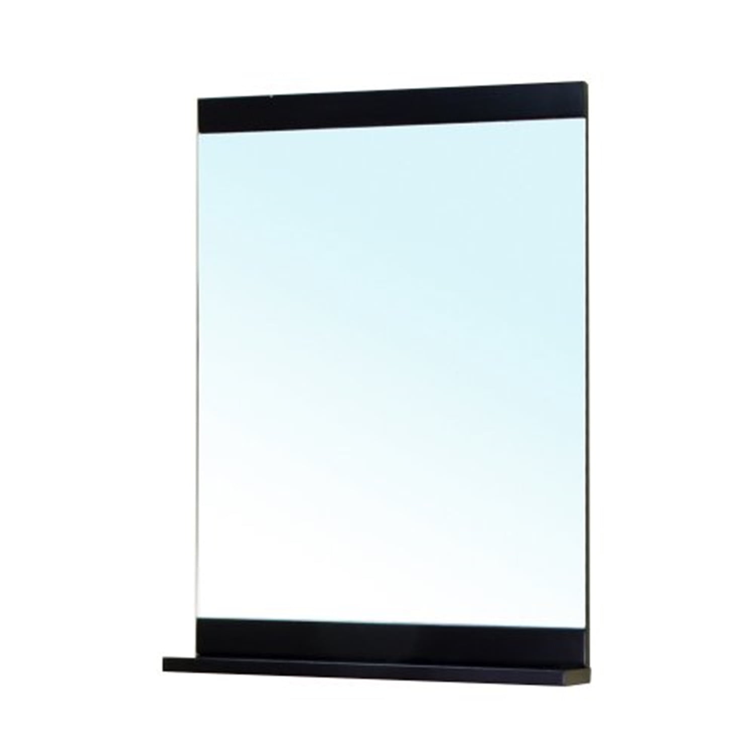 Black Rectangular Solid Wood Wall Mount Mirror with Shelf