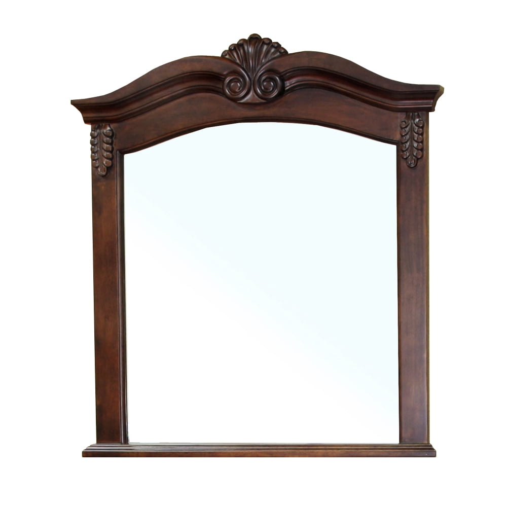 Medium Walnut Crown Top Full Length Vanity Mirror