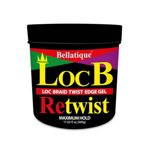Loc B Retwist Loc, Braid, Twist, Edge Gel for Natural, Relaxed, Dry, Dull, & Brittle Hair (17.63 oz)