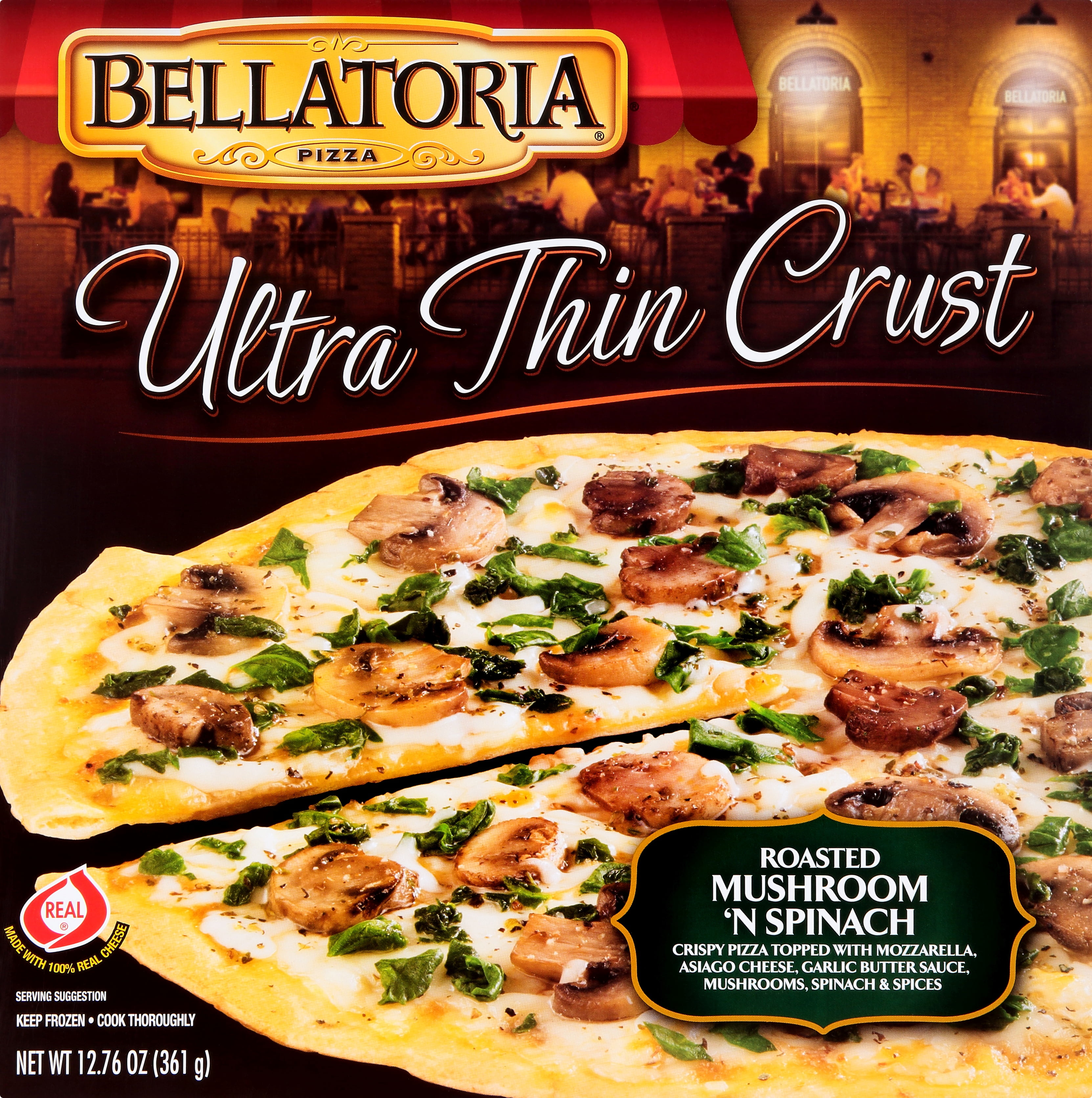 Bellatoria Ultra Thin Crust Roasted Mushroom 'N Spinach Pizza 12.76 oz