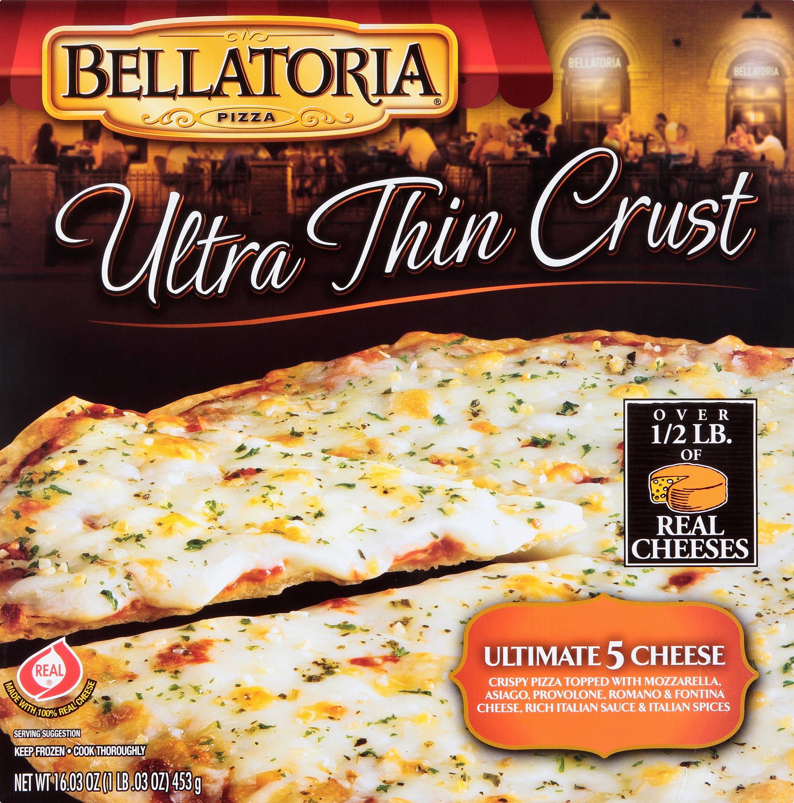 Bellatoria Ultra Thin Crust Ultimate 5 Cheese Frozen Pizza 16.03 oz