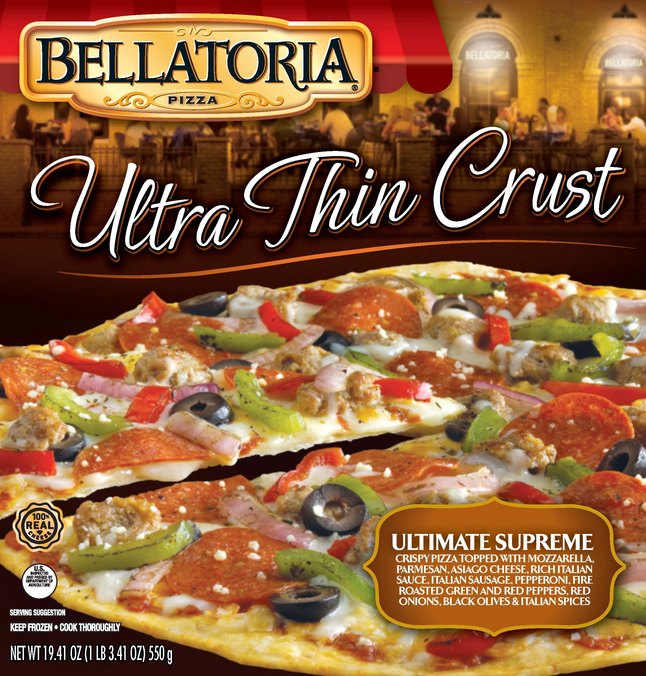 Bellatoria Ultra Thin Crust Ultimate Supreme Frozen Pizza 21.71 oz