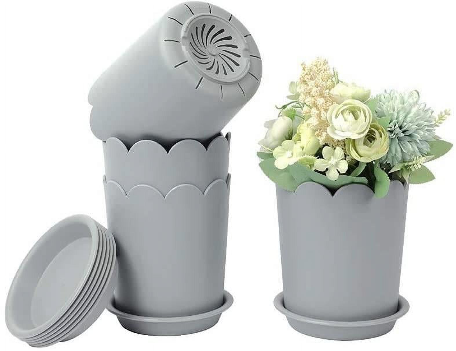 Bellaven Set of 4 Plastic Planters with Multiple Drainage Holes and