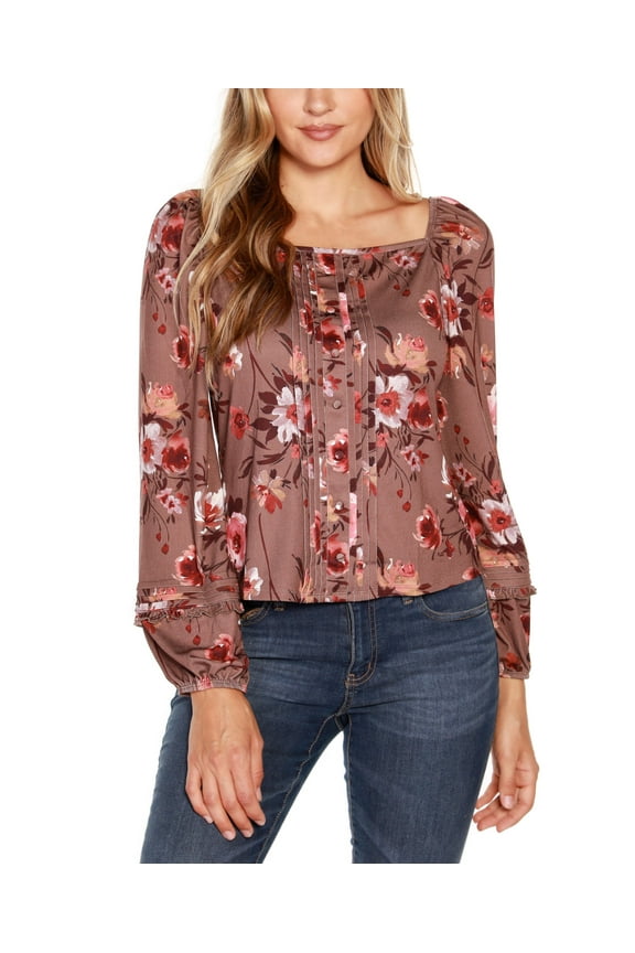 Black Label Floral Peasant Top Mocha Combo L