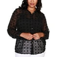 thumbnail image 1 of Belldini Black Label Plus Size Button-Front Clip-Dot Blouse Black 3X, 1 of 1