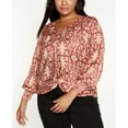 thumbnail image 1 of Belldini Black Label Plus Size Ikat Printed Long Sleeve Top Marsala Rose Combo 3X, 1 of 1