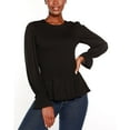 thumbnail image 1 of Belldini Black Label Smocked Peplum Top Black S, 1 of 1