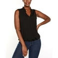 thumbnail image 1 of Belldini Women's Wrap Front Ruffle Neck Top Black Size X-Large, 1 of 3
