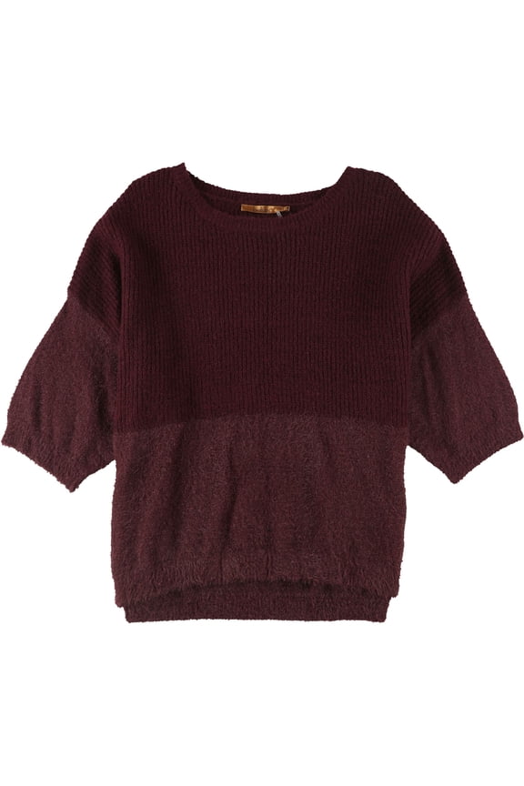 Womens 2-Tone Pullover Sweater, Red, Plus Size, 1X