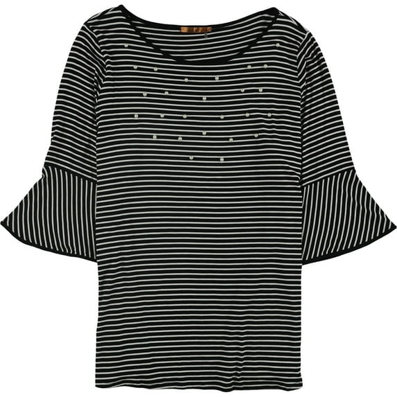 Belldini Womens Embellished Tunic Blouse, Black, Plus Size, 3X