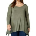 thumbnail image 1 of Belldini Womens Handkerchief Hem Tunic Blouse, Green, Plus Size, 2X, 1 of 1