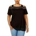 thumbnail image 1 of Belldini Womens Plus Embellished Cold Shoulder Pullover Top, 1 of 3
