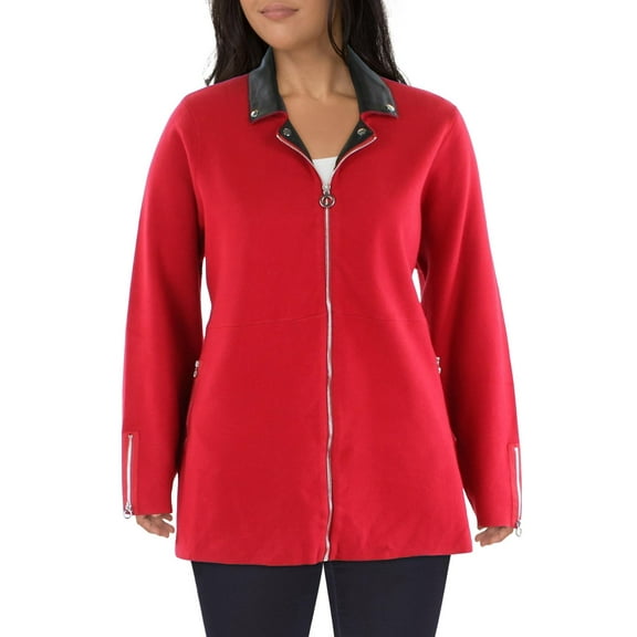 Belldini Womens Plus Faux Leather Midi Walker Coat