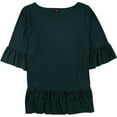 thumbnail image 1 of Belldini Womens Ruffle-Hem Peplum Blouse, Green, Plus Size, 2X, 1 of 1
