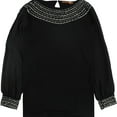 thumbnail image 1 of Belldini Womens Sheer sleeves Pullover Blouse, Black, Plus Size, 1X, 1 of 1