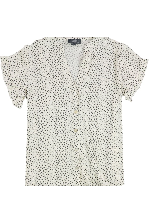 Womens Textured Button Down Blouse, Black, Medium