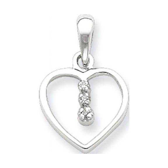 Belle Amore Sterling Silver Diamond Rhodium Heart Pendant