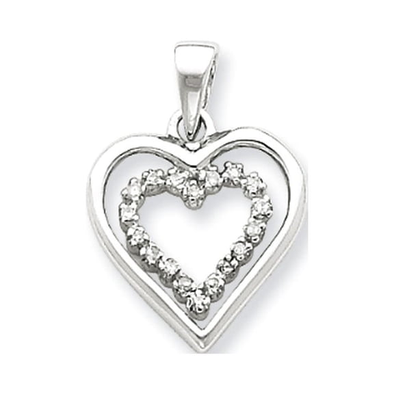 Belle Amore Sterling Silver Rhodium-Plated Diamond Heart Pendant